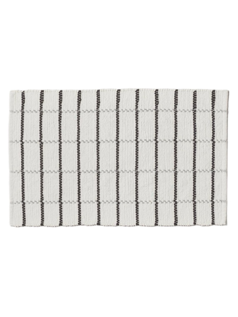 Hearth & Hand With Magnolia Cream/Grey Plaid Woven Cotton Bath Rug